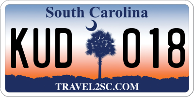SC license plate KUD018