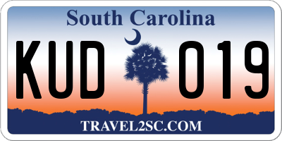 SC license plate KUD019
