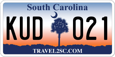 SC license plate KUD021