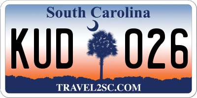 SC license plate KUD026