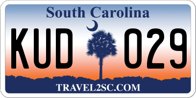 SC license plate KUD029