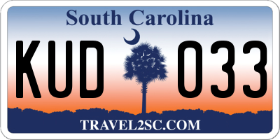 SC license plate KUD033