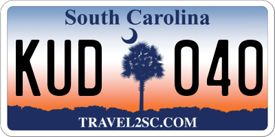 SC license plate KUD040