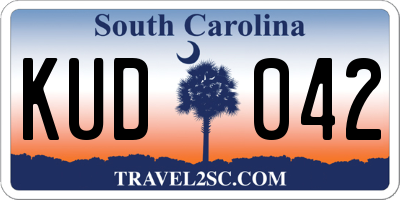 SC license plate KUD042