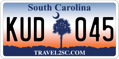 SC license plate KUD045