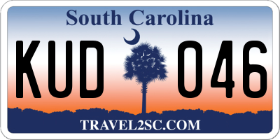 SC license plate KUD046