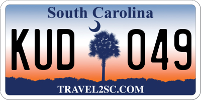 SC license plate KUD049