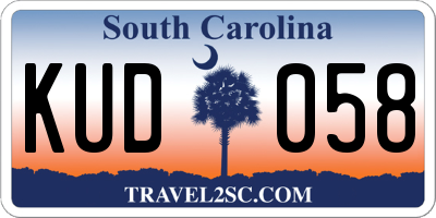 SC license plate KUD058