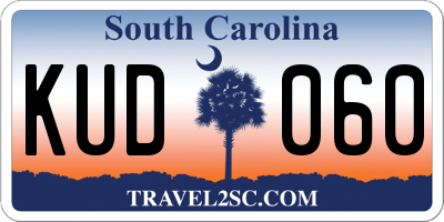 SC license plate KUD060