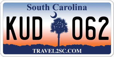 SC license plate KUD062