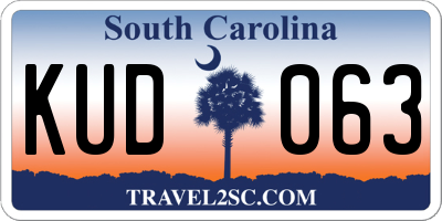 SC license plate KUD063