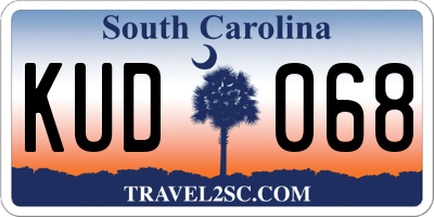 SC license plate KUD068