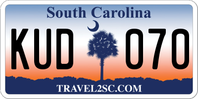 SC license plate KUD070