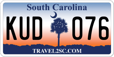 SC license plate KUD076