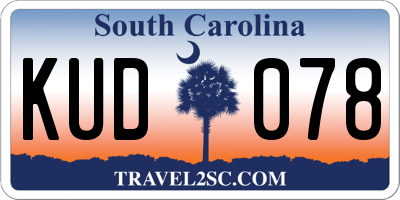 SC license plate KUD078