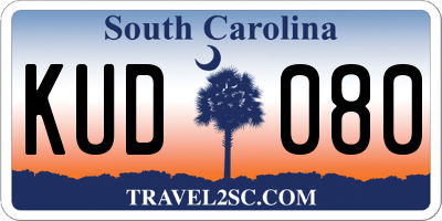SC license plate KUD080