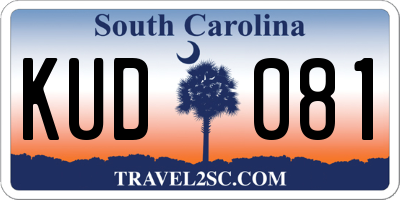 SC license plate KUD081
