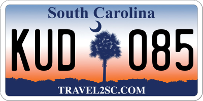 SC license plate KUD085