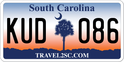 SC license plate KUD086