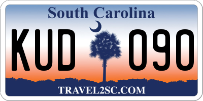 SC license plate KUD090