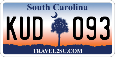 SC license plate KUD093