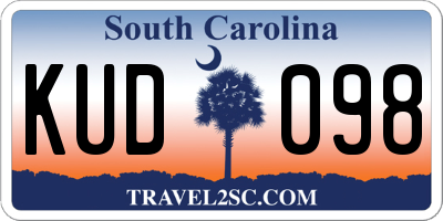 SC license plate KUD098