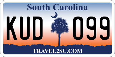SC license plate KUD099