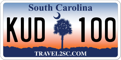 SC license plate KUD100