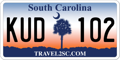 SC license plate KUD102