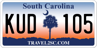 SC license plate KUD105