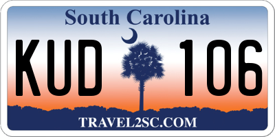 SC license plate KUD106