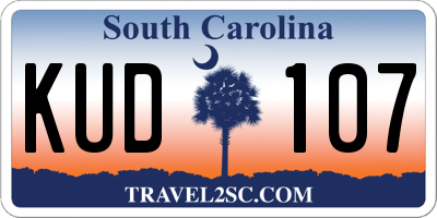 SC license plate KUD107