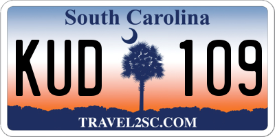 SC license plate KUD109
