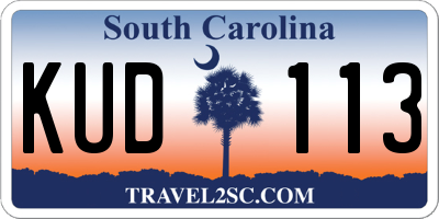 SC license plate KUD113
