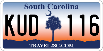 SC license plate KUD116