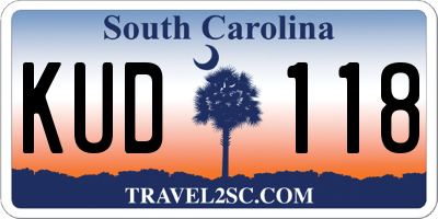 SC license plate KUD118