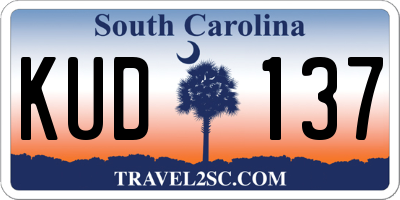 SC license plate KUD137