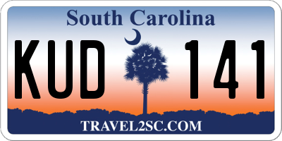 SC license plate KUD141
