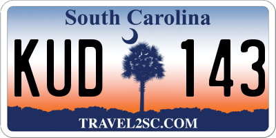 SC license plate KUD143