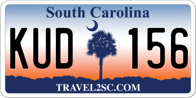 SC license plate KUD156