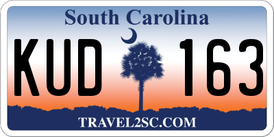 SC license plate KUD163