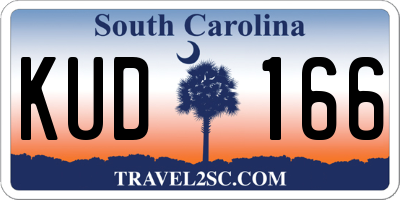 SC license plate KUD166