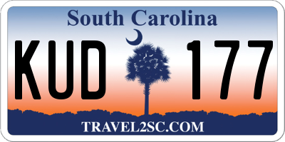 SC license plate KUD177