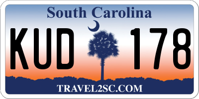 SC license plate KUD178