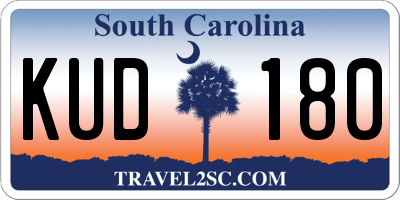 SC license plate KUD180
