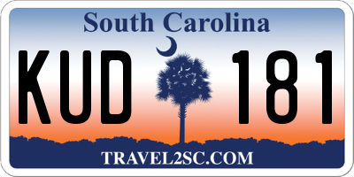 SC license plate KUD181