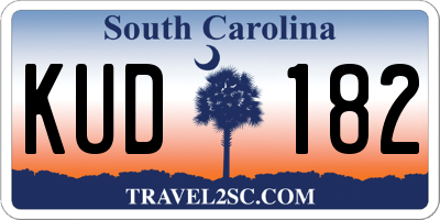 SC license plate KUD182