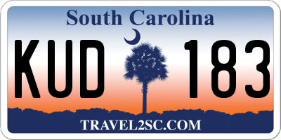 SC license plate KUD183