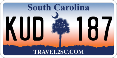 SC license plate KUD187