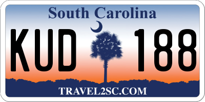 SC license plate KUD188